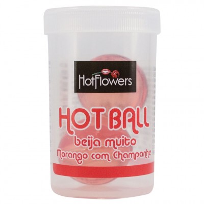 Hot Ball Comestível Beija Muito Morango com Champanhe - 4g - Hot Flowers