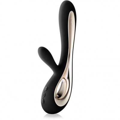 Lelo Soraya - Vibrador Ponto G em Silicone Soft Touch com Estimulador Clitoriano 8 Modos de Vibração à Prova D'água 22 x 4,4 cm - Preto